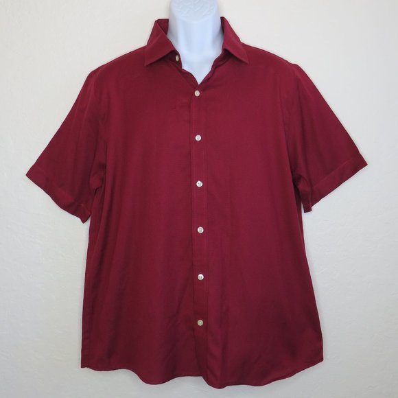 Austin Reed* Men's Short Sleeve Button Down Straight Hem Texture Shirt~ Size XL‎ - Picture 1 of 10